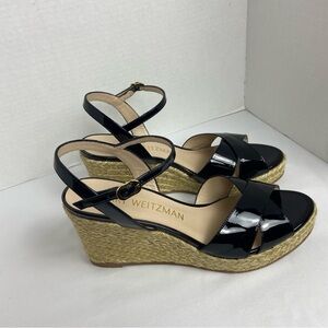STUART WEITZMAN Womens Black Patent Leather Espadrille Shoes 9 M